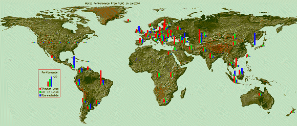 PingER map - cliquer pour voir une image plus large