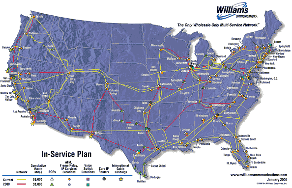 Williams Communications map - cliquer pour voir une image plus large